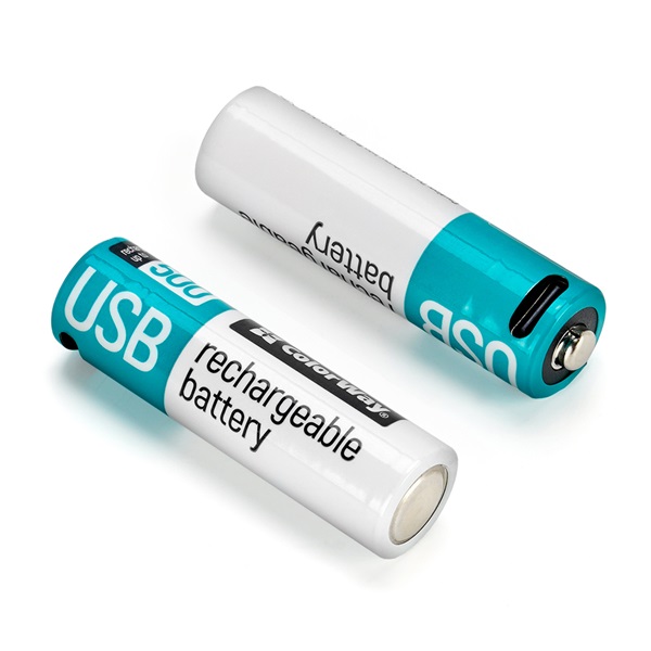 COLORWAY CW-UBAA-10  AA újratölhető elem, USB-C 2200 mAh 1.5B (Li-Polymer) (2pc.) 