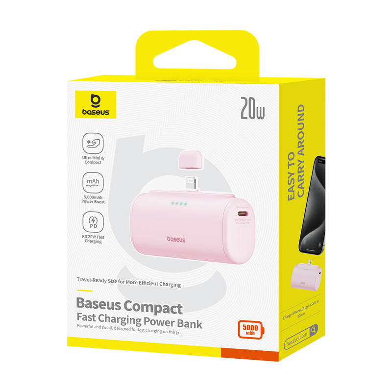 Baseus Compact 5000mAh  20W powerbank Rózsaszín 