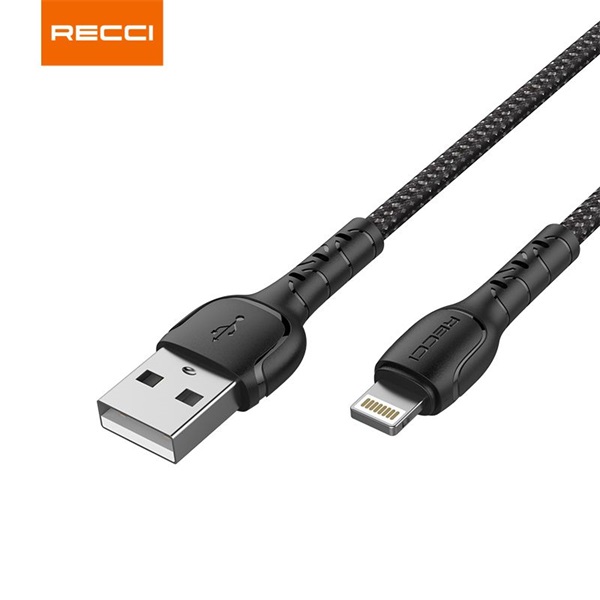 Recci RTC-N16LB 3A gyorstöltő 1m Lightning - USB textil borítású fekete adat- és töltőkábel Recci RTC-N16LB 3A gyorstöltő 1m Lightning - USB textil borítású fekete adat- és töltőkábel