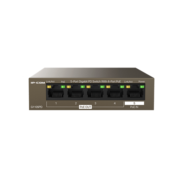 IP-COM G1105PD 5-Port Gigabit PD With 4-Port PoE Switch IP-COM G1105PD 5-Port Gigabit PD With 4-Port PoE Switch