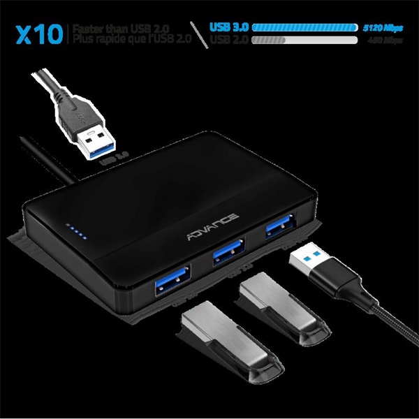 Advance USB Hub  XPAND STARTER HUB Fekete 