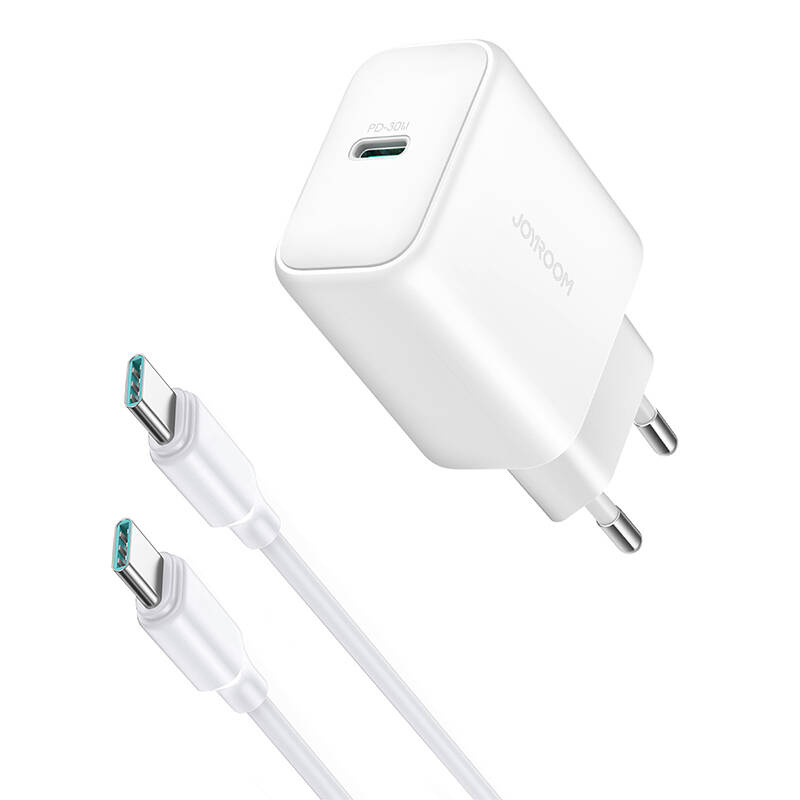 Joyroom  JR-TCF24 hálózati töltő USB-C + kábel 30W 1m Fehér