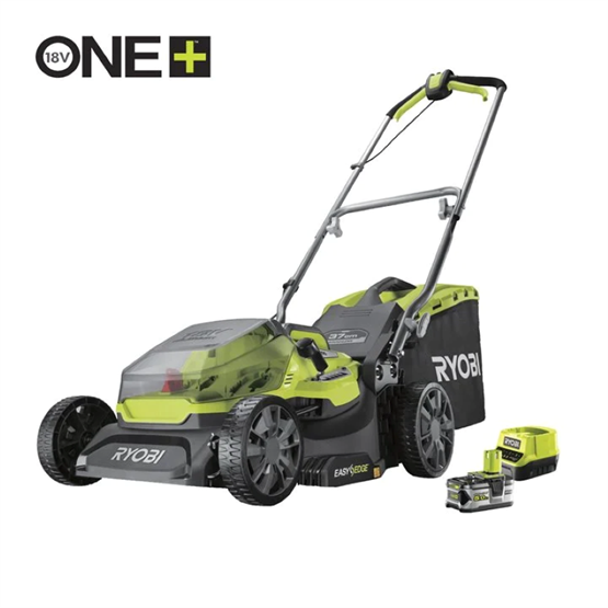 Ryobi RY18LMX37A-150 18V One Plus™ szénkefe nélküli fűnyíró 37 cm vágási szélességgel 1x 5,0 Ah akkumulátor+töltő  