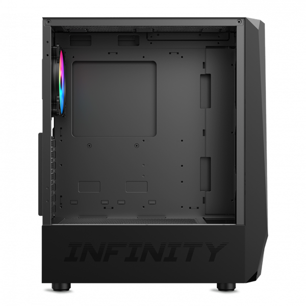 Spirit of Gamer Számítógépház - INFINITY Black (fekete, ablakos, 8x12cm ventilátor, alsó táp,  ATX, 1xUSB3.0, 2xUSB2.0)