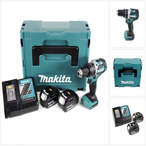Makita (DHP484RTJ) - kék / fekete - MAKPAC, 2x Li-Ion akkumulátor 5.0Ah