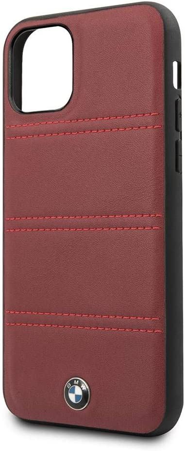 BMW iPhone 11 Pro vízszintesen csíkozott kemény tok burgundi vörös (BMHCN58PELBU)