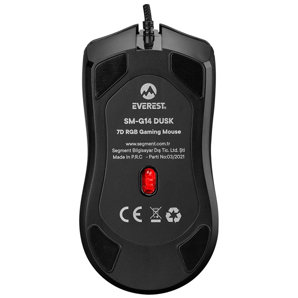 Everest   SM-G14 DUSK 7200 DPI  7gomb optikai RGB LED Gamer Egér Fekete 