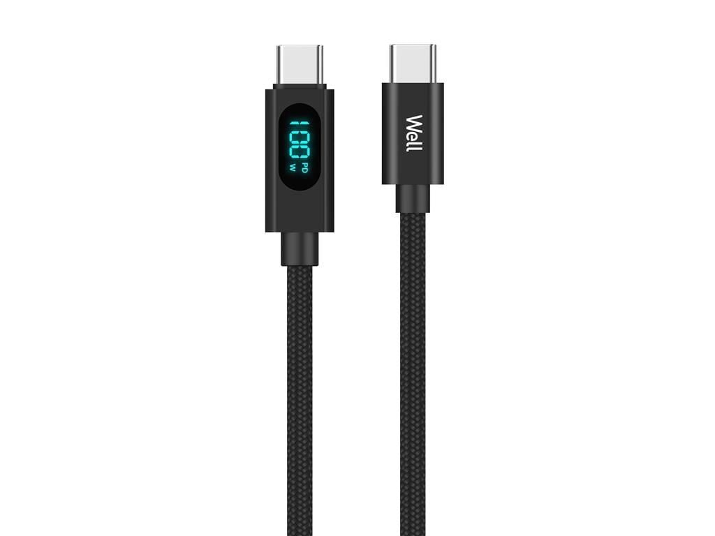 Well USB-C - USB-C töltőkábel kijelzővel 1m fekete (CABLE-USBC/USBC-1BK10001-WL) Well USB-C - USB-C töltőkábel kijelzővel 1m fekete (CABLE-USBC/USBC-1BK10001-WL)