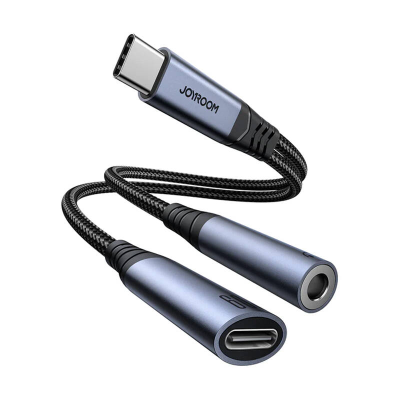 Joyroom SY-C02 Type-C to 3.5mm + Type-C 2-in-1 Audio adapter Fekete Joyroom SY-C02 Type-C to 3.5mm + Type-C 2-in-1 Audio adapter Fekete
