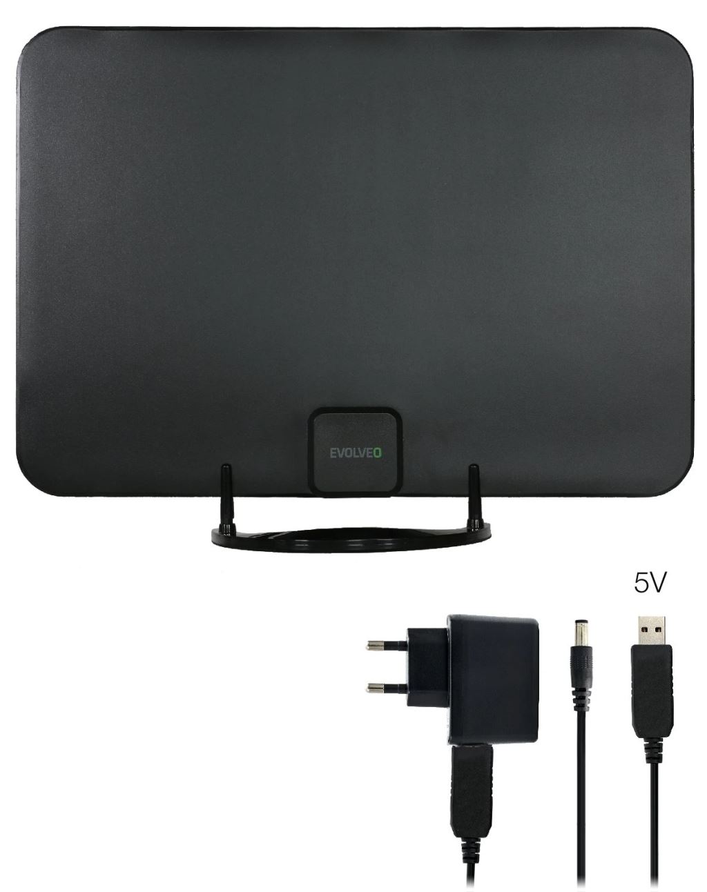 EVOLVEO Xany 2A, 230 / 5 V, aktív beltéri antenna FM/DAB+/DVB-T2 szűrő LTE 4G 5G