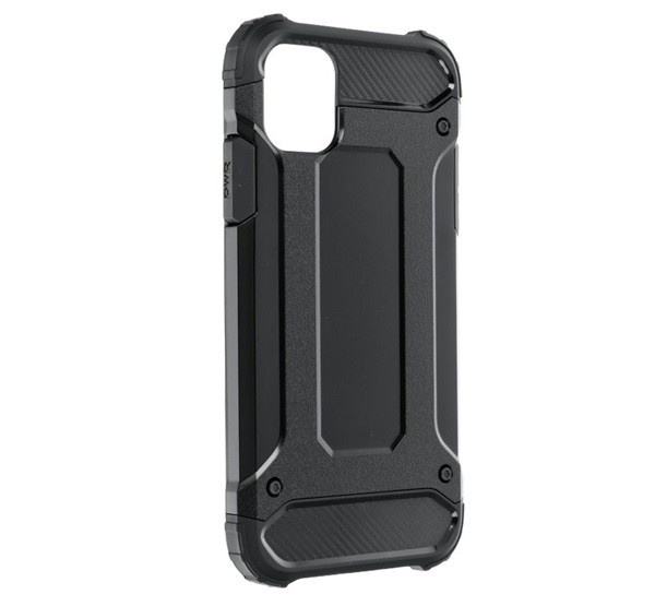 Defender műanyag telefonvédő (közepesen ütésálló, légpárnás sarok, szilikon belső, fémhatás) FEKETE [Apple iPhone 12 Pro]