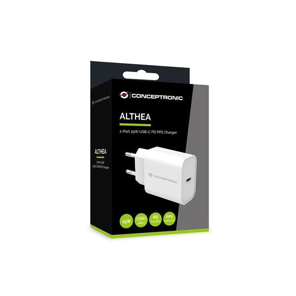 Conceptronic ALTHEA10W USB-C 25W telefon töltő adapter Fehér Conceptronic ALTHEA10W USB-C 25W telefon töltő adapter Fehér