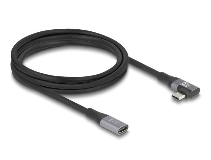 Delock USB 20 Gbps bővítőkábel  ívelt bal / jobb USB PD 3.1 Extended Power Range 240 W 2 m