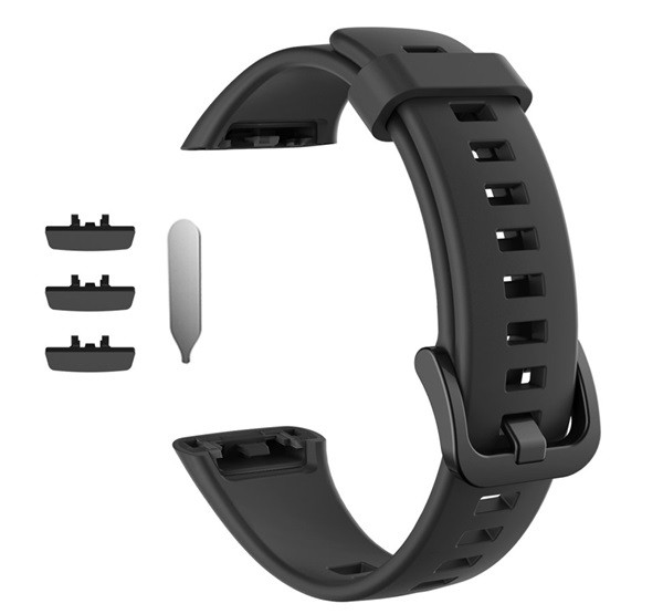 Pótszíj (szilikon, állítható, 16.5 mm) FEKETE [Honor Band 6]