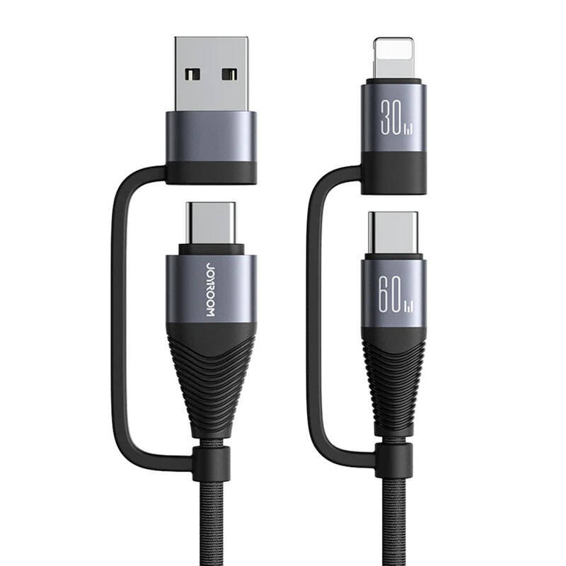 Cable Joyroom SA37-2T2 4in1 2C 1L 1A, 60W, 1.2m black Cable Joyroom SA37-2T2 4in1 2C 1L 1A, 60W, 1.2m black