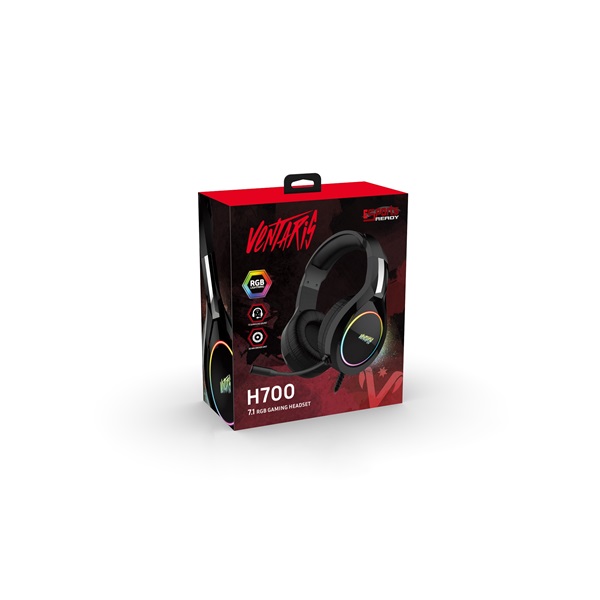 Ventaris H700 RGB 7.1 gamer headset fekete