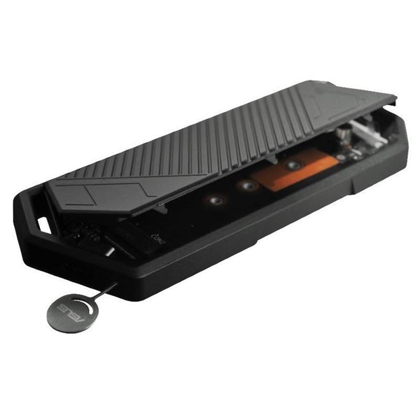 ASUS ROG Strix Arion M.2 NVMe SSD ház USB 3.2 GEN2 Type-C (10 Gbps) csavarhúzó nélküli szerelés, hővezető lapkákkal (ESD-S1C/BLK/G/AS)