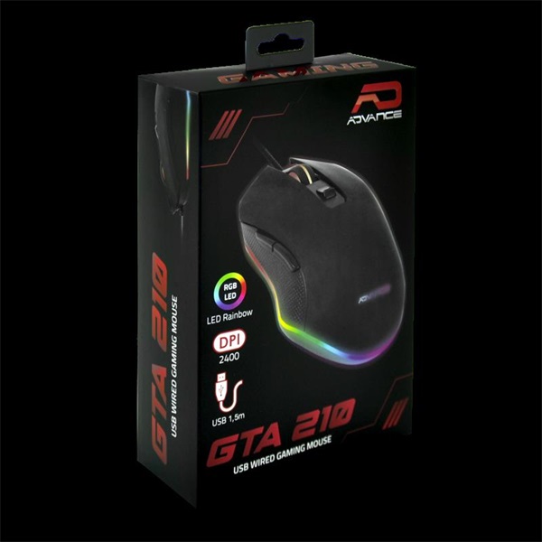 Advance GTA 210 2400 DPI 6 gomb RGB Egér fekete Advance GTA 210 2400 DPI 6 gomb RGB Egér fekete