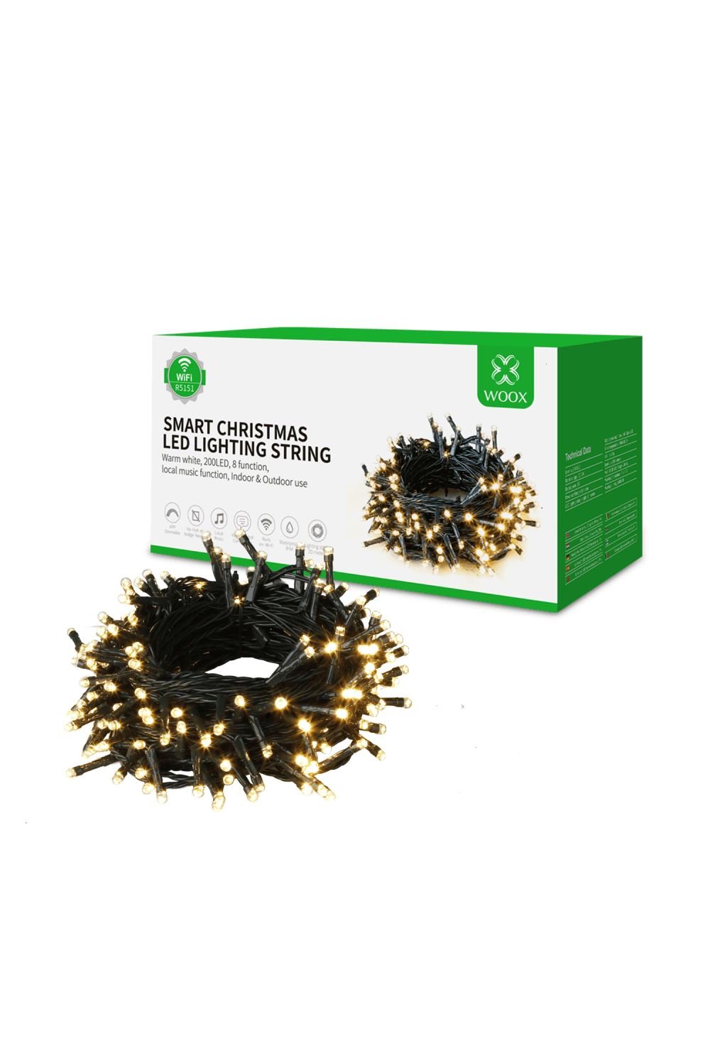 Woox Smart Home Intelligens karácsonyi LED lámpafüzér (R5151)
