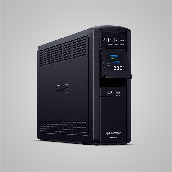CYBERPOWER CP1350EPFCLCD UPS gaming 6xSCHU 2xUSB 1350VA 810W 230V  színuszus szünetmentes tápegység 
