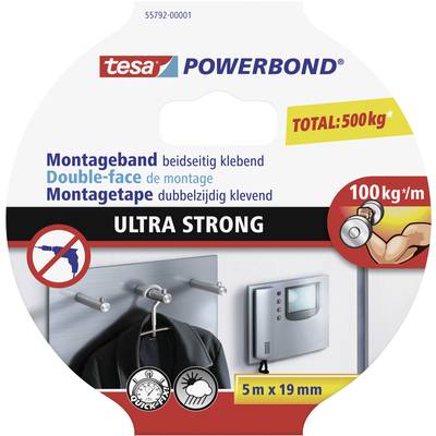 Kétoldalú ragasztószalag 5 m x 19 mm ultra erős Tesa® POWERBOND® 55792-01 Kétoldalú ragasztószalag 5 m x 19 mm ultra erős Tesa® POWERBOND® 55792-01