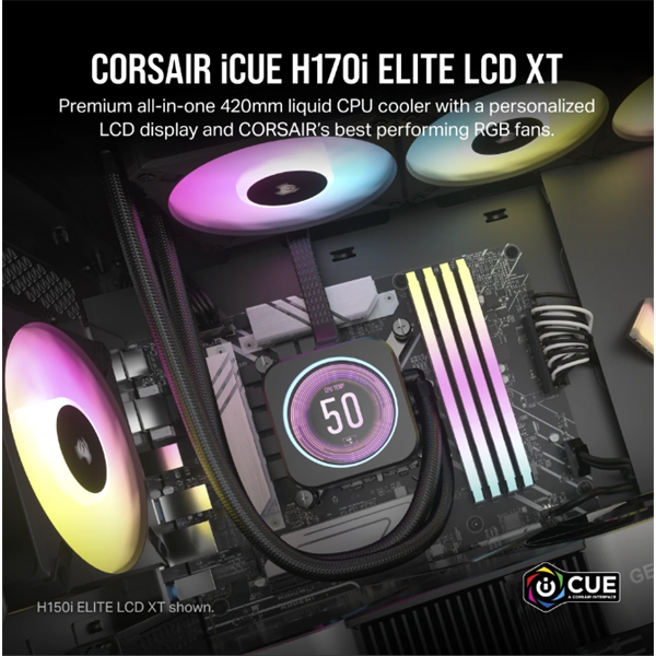 CORSAIR iCUE H170i ELITE LCD XT Liquid CPU Hűtő CORSAIR iCUE H170i ELITE LCD XT Liquid CPU Hűtő