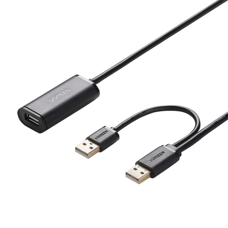UGREEN US137 2x USB 2.0 aktív hosszabbító kábel 5m fekete (20213) UGREEN US137 2x USB 2.0 aktív hosszabbító kábel 5m fekete (20213)