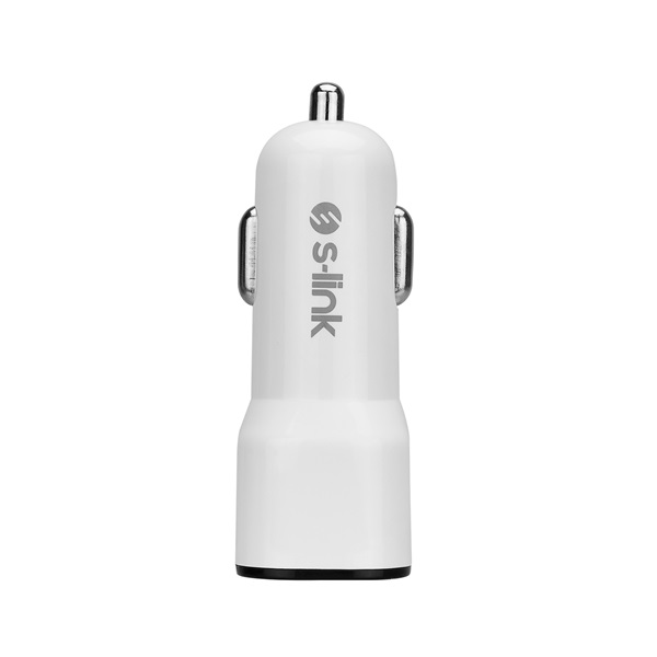 S-Link Autós töltő SL-EC30L  USB 5V/2.4A/3,4A 17W Lightning 100cm adat+töltőkábel fehér 