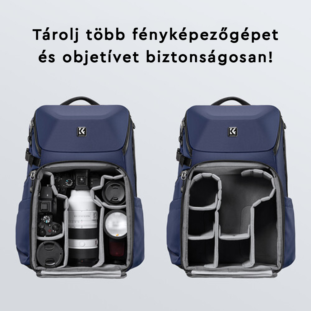 K&F Concept Alpha Backpack 20L, fotós hátizsák, vízálló, kék