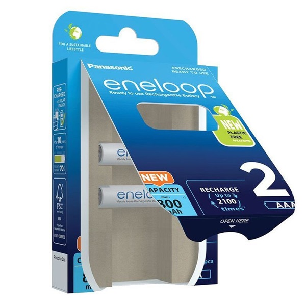 Panasonic Eneloop 1.2V AAA Ni-Mh 800mAh akku (2db) (BK-4MCDE/2BE)