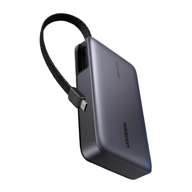 Ugreen PB550 20000mAh  USB + USB-C  67W beépített kábel Power Bank Szürke