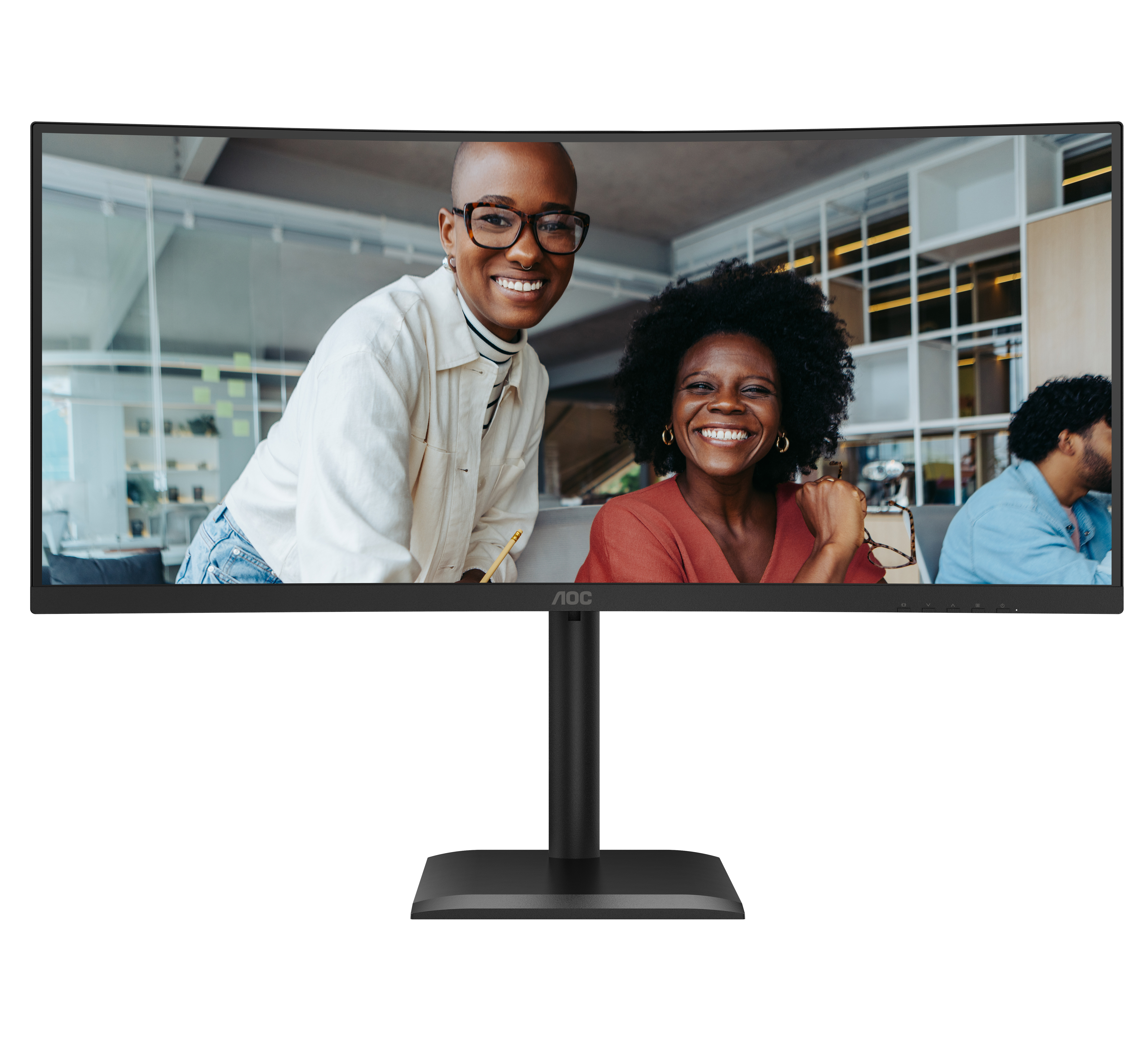 AOC 34" CU34E4CV Monitor - 3440x1440, UWQHD, LED, VA, 120Hz, 4ms, Ívelt, Hangszóró, LAN, FreeSync, Fekete