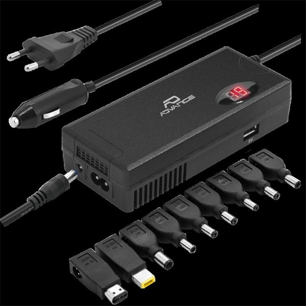 Advance   Universal Charger for Laptops  90W 9 csatlakozó LCD  Notebook töltő Fekete