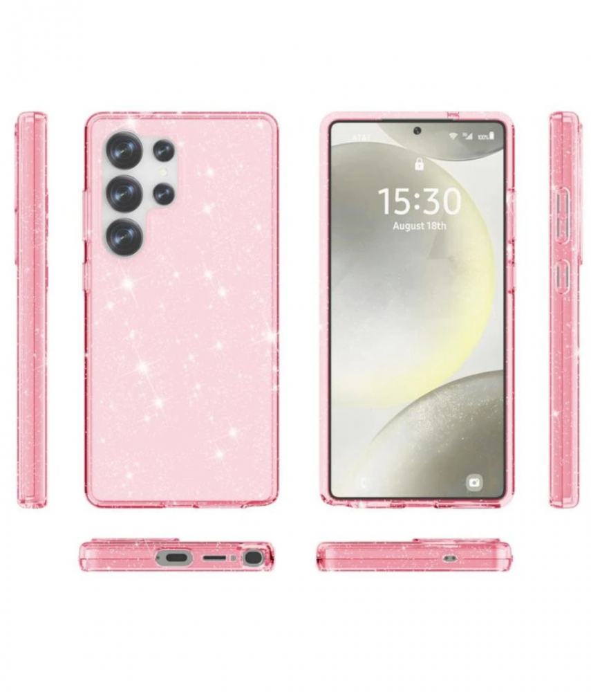 Samsung Galaxy S25 csillámos szilikon hátlap, Pink