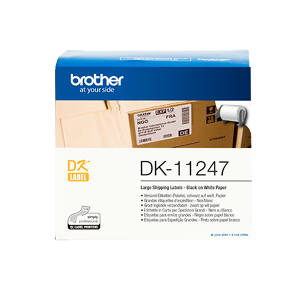 Brother DK-11247 elővágott öntapadós címke 180db/tekercs 103mm x 164mm White Brother DK-11247 elővágott öntapadós címke 180db/tekercs 103mm x 164mm White