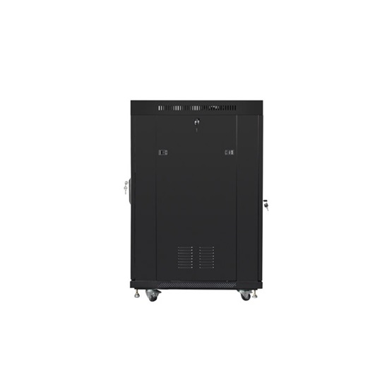Lanberg 19" szabadon álló rack szekrény 22U/600X800 üvegajtó, lapraszerelt, LCD kijelző, fekete V2