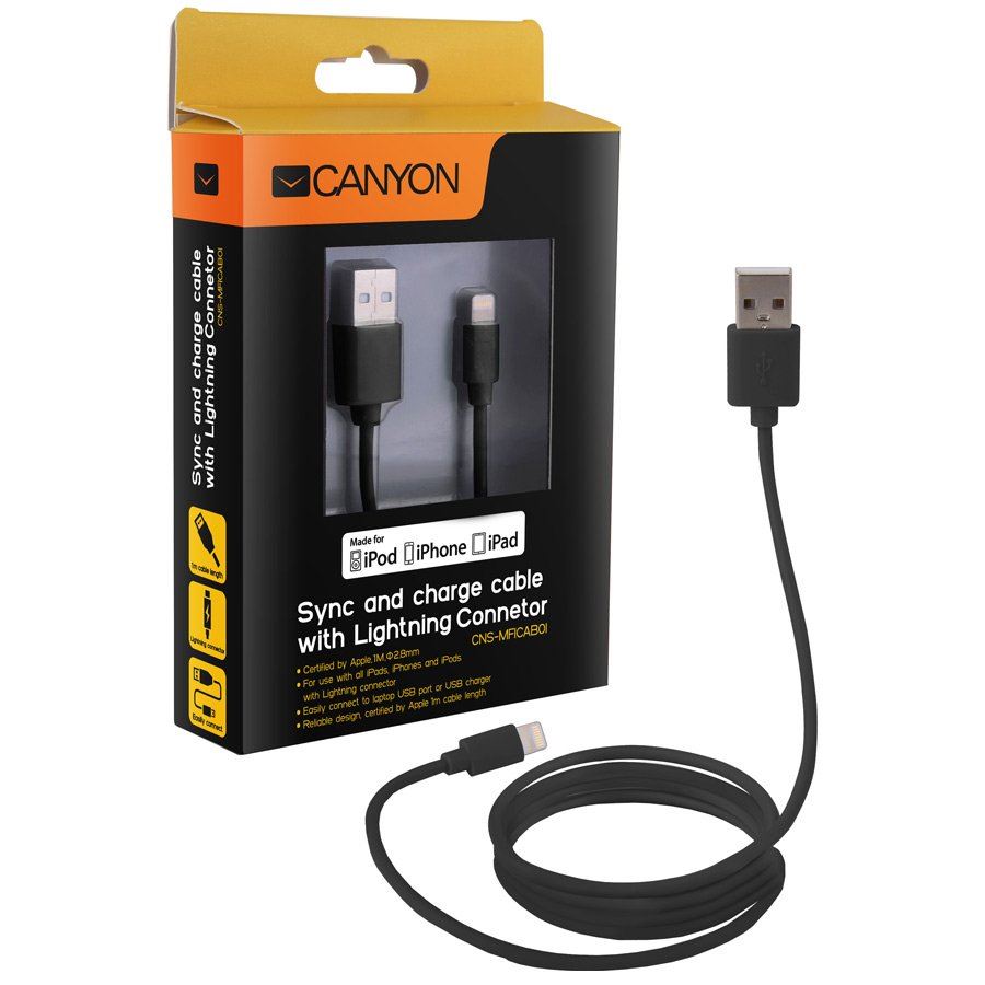 Canyon CNS-MFICAB01B Ultra-kompact MFI kábel fekete