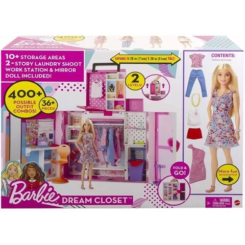 Mattel Barbie: Álom öltözőszoba szennyesledobóval (HGX57)