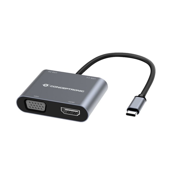 Conceptronic USB-C Notebook Dokkoló ezüst (DONN16G)
