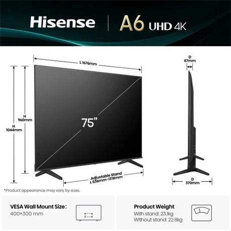 Hisense 75" 75A6Q 4K UHD Smart LED TV