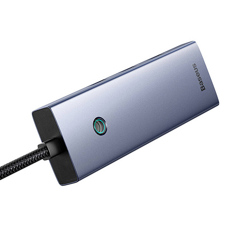 Hub Baseus UltraJoy Series Lite 4-Port (USB to USB 3.0*3+RJ45*1+USB-C 5V) (gray)