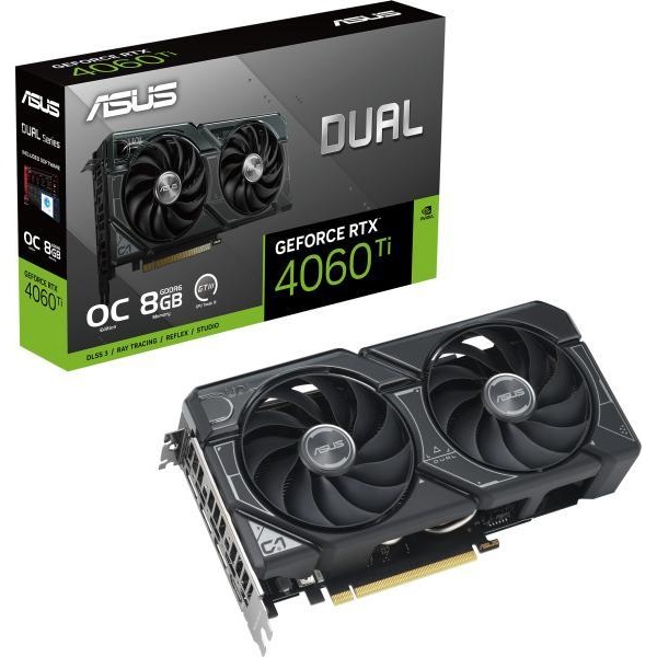 Asus  nVidia DUAL-RTX4060-O8G-V2 8192MB  GDDR6 2535/17000 Mhz 128bit  1xHDMI2.1   3xDP1.4 Videokártya 