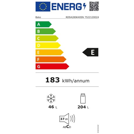 Beko RDSA280K40SN Felülfagyasztós hűtőszekrény