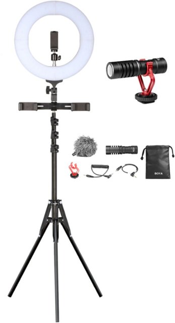 Sunpak Ultimate Vlogging Szett, lámpaállvány, telefonadapter, Boya mikrofon, stúdió körlámpa, fekete