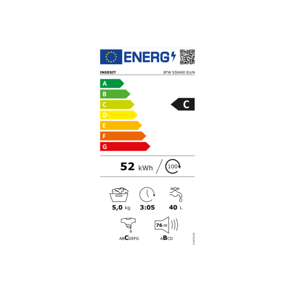 Indesit BTW S50400 EU/N Felültöltős mosógép - 5 kg, 950 ford./perc, C Energiaosztály