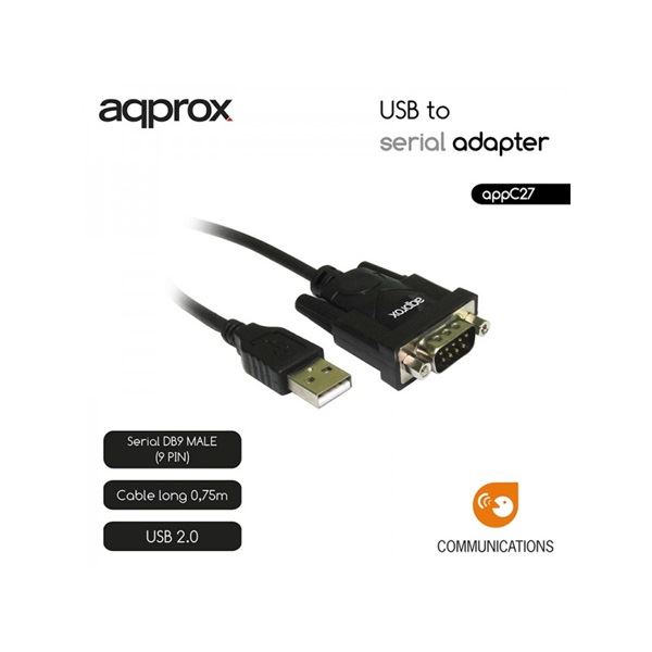 Approx USB2.0 - Serial port adapter 75cm (APPC27) Approx USB2.0 - Serial port adapter 75cm (APPC27)