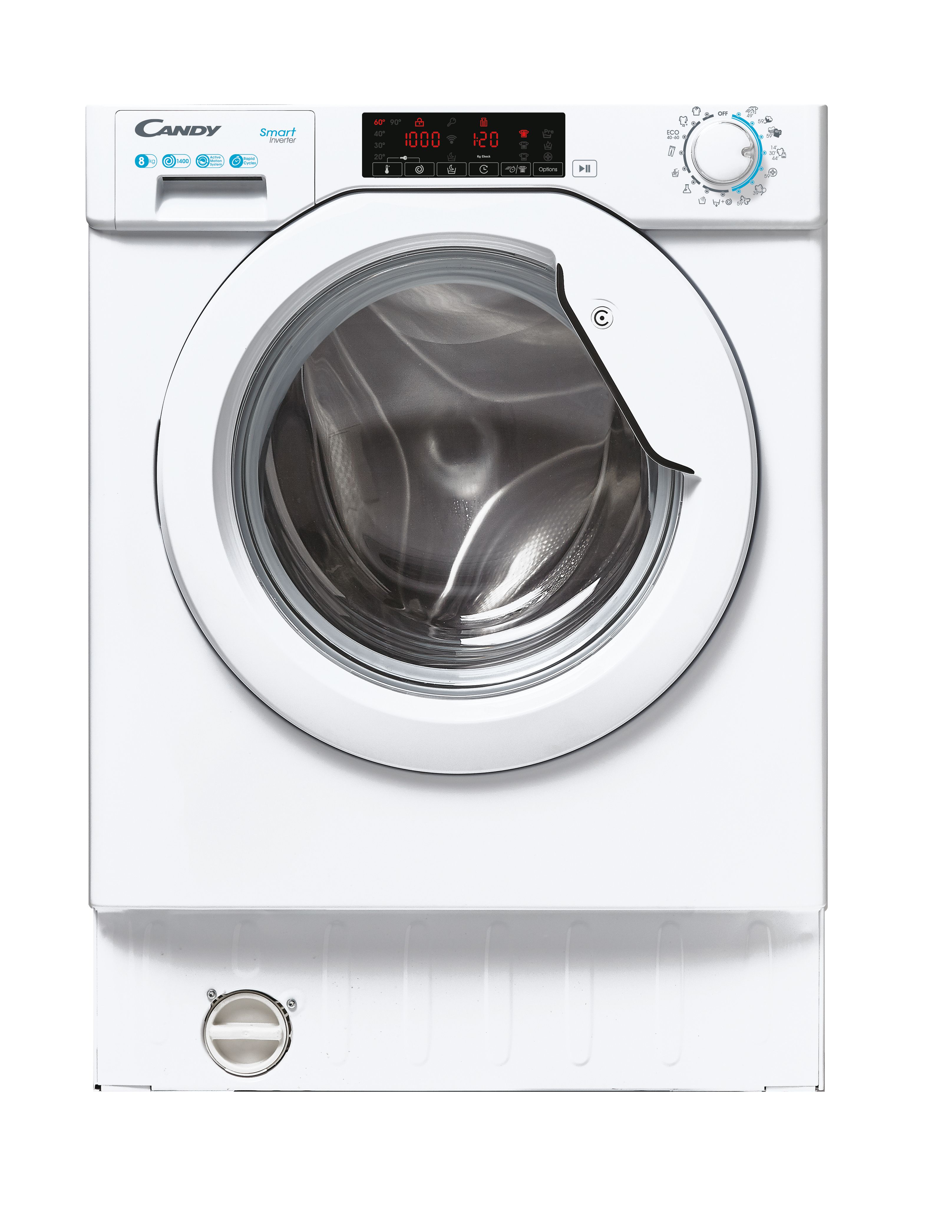 Candy CBW 48TWME-S Beépíthető elöltöltős mosógép – 8 kg, 1400 ford./perc, A Energiaosztály, Smart Inverter, Mix Power System +  