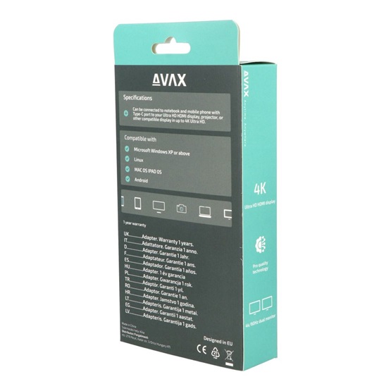  AVAX HB902 PRIME Type C 3.2 - 2xHDMI 4K60Hz DUAL monitor adapter