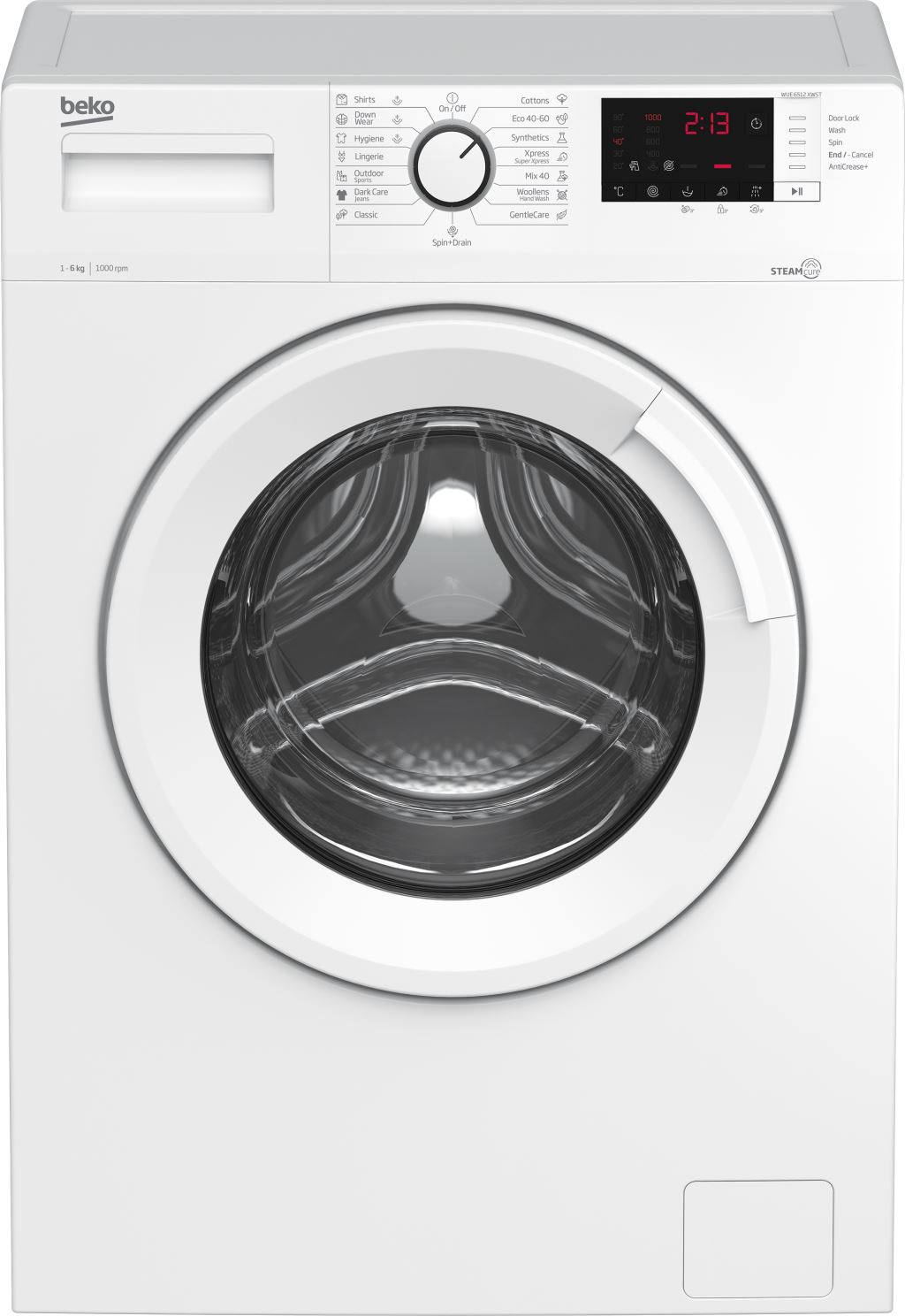 Beko WUE6512XWST Elöltöltős mosógép - 6 kg, 1000 ford./perc, E Energiaosztály, SteamCure gőz technológia, Daily Xpress program Beko WUE6512XWST Elöltöltős mosógép - 6 kg, 1000 ford./perc, E Energiaosztály, SteamCure gőz technológia, Daily Xpress program