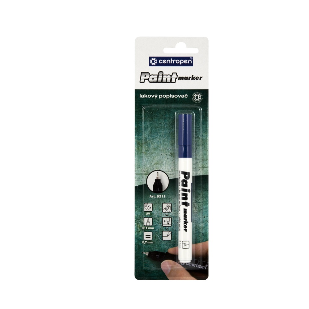 Centropen Lakkmarker 0,7mm, vékony metál hegy  9211 kék (A-592119906)